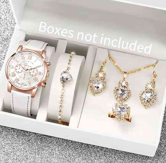 Подарочный набор для женщин: наручные часы, браслет, кольцо, ожерелье и серьги - без подарочной коробки Киев