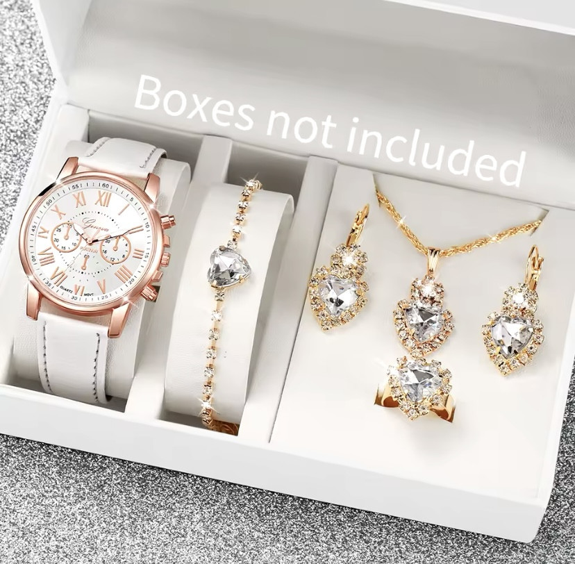 Подарочный набор для женщин: наручные часы, браслет, кольцо, ожерелье и серьги - без подарочной коробки Киев - изображение 1