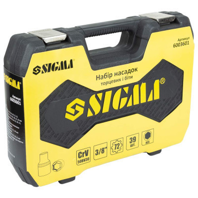 Набор инструментов Sigma насадок торцевых и бит 3/8" 39шт CrV mid (6003601) Винница - изображение 4