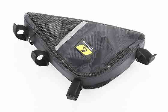 Сумка під раму трикутна 3500х260х200мм, кріпл. на липучці, вологозахисна, світловідбиваючі смуги, чорна Київ