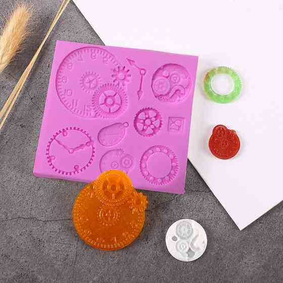 Молд силиконовый Механизмы часы 89 на 85 мм розовый Киев