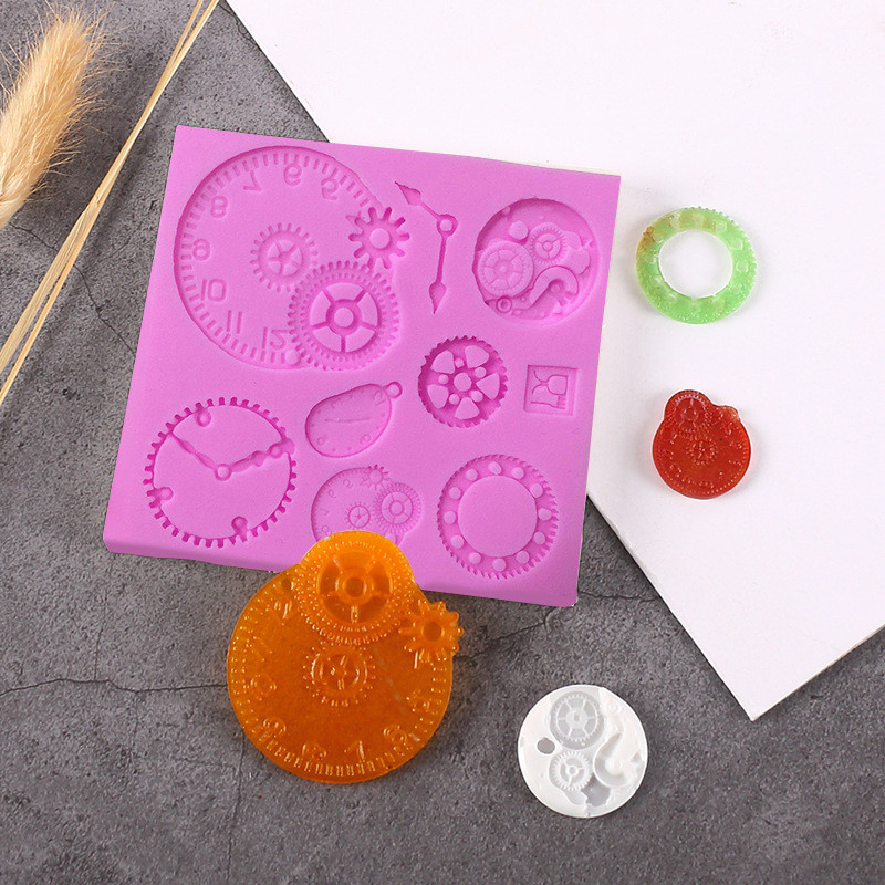 Молд силіконовий Механізми годинник 89 на 85 мм рожевий Київ - фото 1