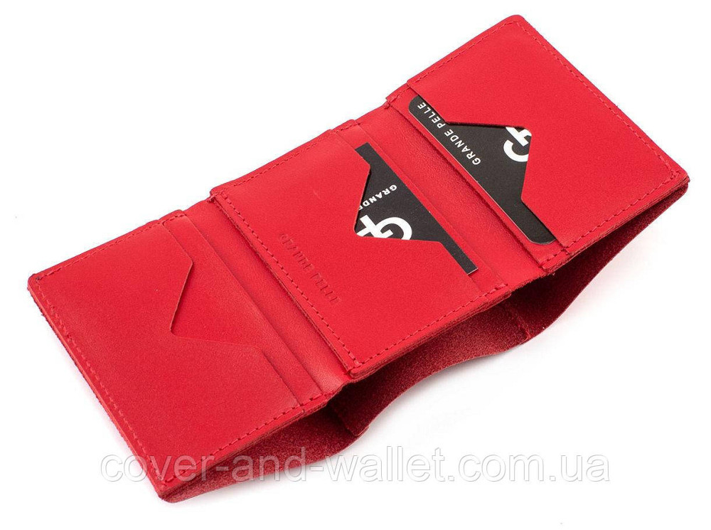 Женский красный кошелек из винтажной кожи маленького размера Grande Pelle Киев - изображение 8