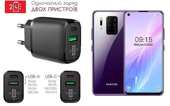 Сетевое зарядное устройство для OUKITEL C18 Pro, 20W 3A, Quick Charge 3.0 Киев