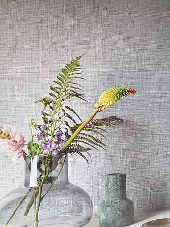 Шпалери метрові вінілові на флізелін Grandeco Poem однотонні структурні під тканину мішковина зелені з сірим Київ