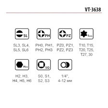 Викрутка з бітами та головками 1/4" 38 шт CrV тріскаточна (футляр) Мукачево - фото 6