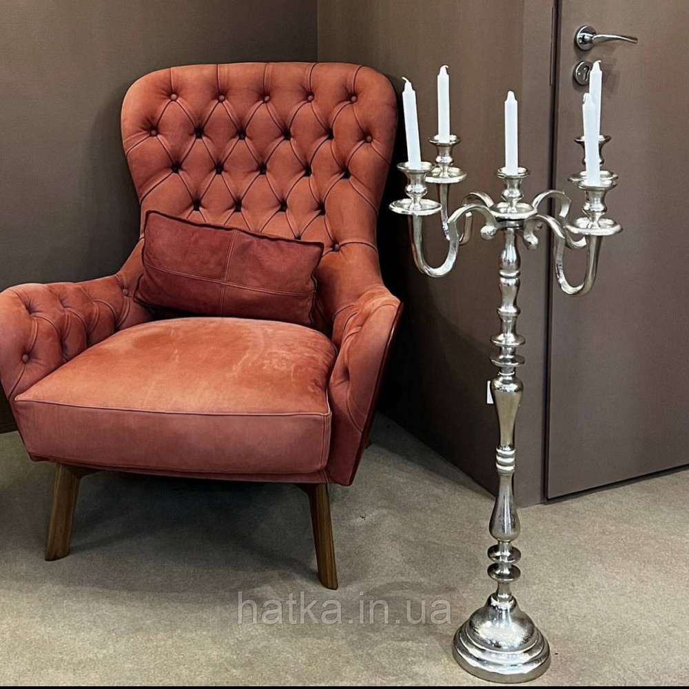 Подсвечник напольный металлический на 5 свечек 94,5х 50 см  «Корона»  серебряный  металл Киев - изображение 2