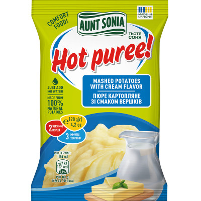 Пища быстрого приготовления Тьотя Соня Пюре картофельное со вкусом сливок 120 г (4820015104922) Винница - изображение 1