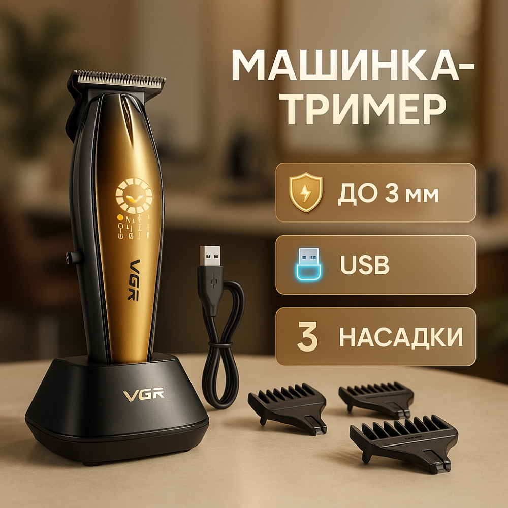Отличная машинка для стрижки волос VGR, Машинка для стрижки волос и бритья, Триммер беспроводной NK-44 Львов - изображение 16