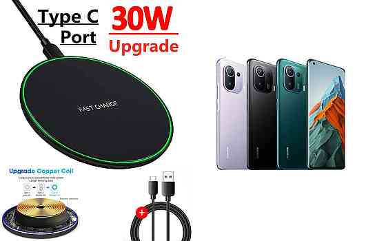 Бездротовий зарядний пристрій Copper до 30W для Samsung Galaxy S20, S20 FE, S20+, S20 Ultra, USB-C, LED Київ