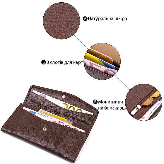 Удобное женское портмоне из натуральной кожи флотар CANPELLINI 21696 Коричневое Киев