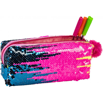 Пенал Cool For School з паєтками та помпоном 1 відділення жовтий (CF87054) Вінниця - фото 2