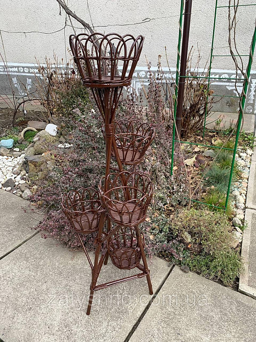 Коричнева плетена підставка для квітів, вазонів. Київ - фото 6