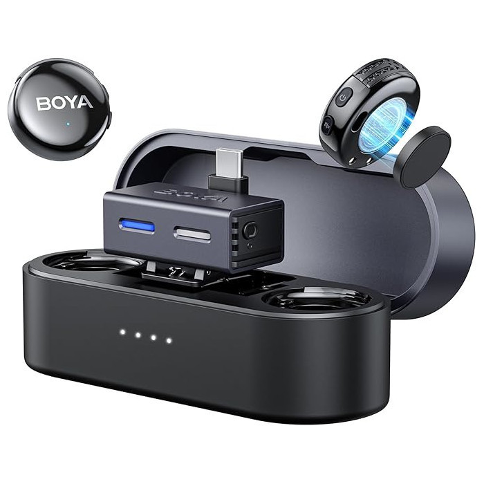 Мікрофон подвійний бездротовий з ШІ у кейсі для телефону/камери Type-C Boya BOYALINK 3-02 SBR Київ - фото 1