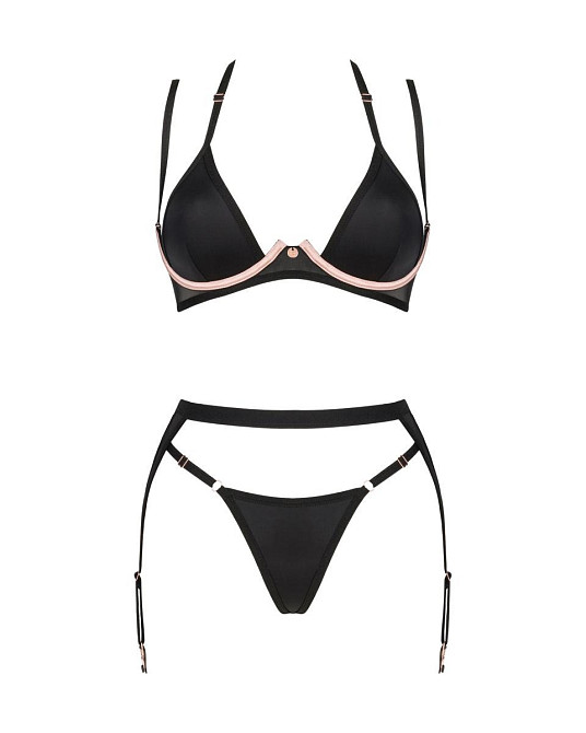 Комплект 3 предмети - ліф, стрінги та пояс для панчох Selinne 3-pcs set, чорний, XS/S Sex Aura Київ - фото 5
