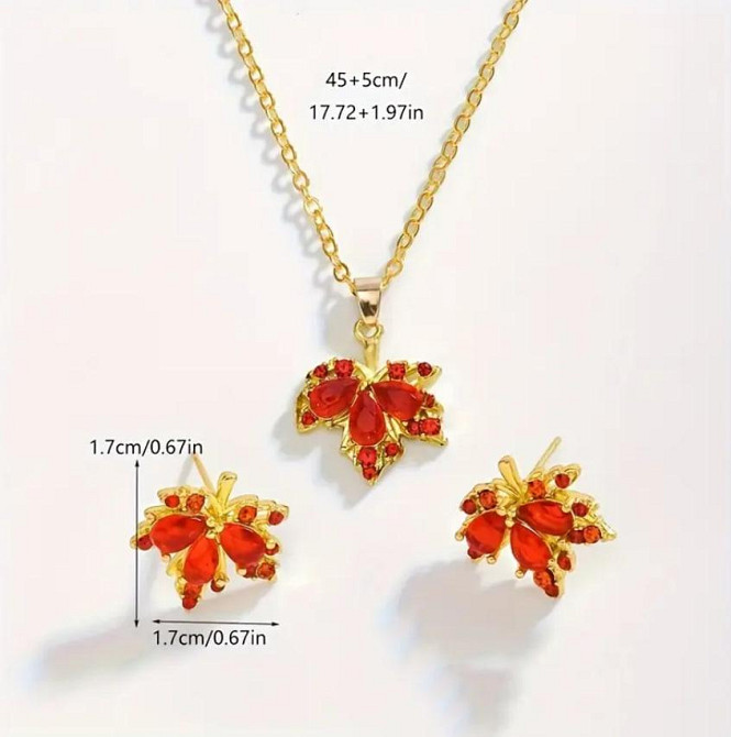 Украшения с камнями в форме листьев — Комплект серьги и подвеска Киев - изображение 2