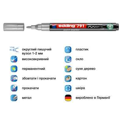 Маркер Edding Paint e-791 1-2 мм круглий срібний (e-791/54n) Вінниця