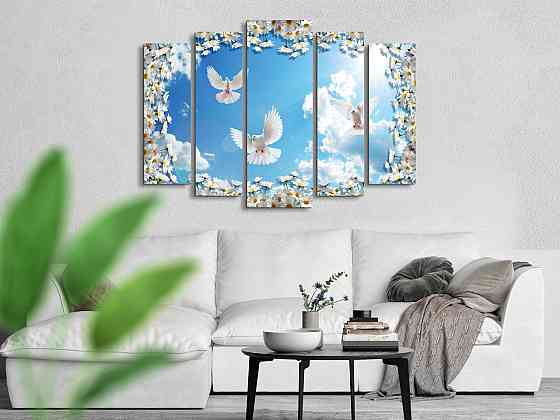 Модульна картина у вітальню / спальню Небо Ромашки Art-371_5 ( 80х118см ) Київ