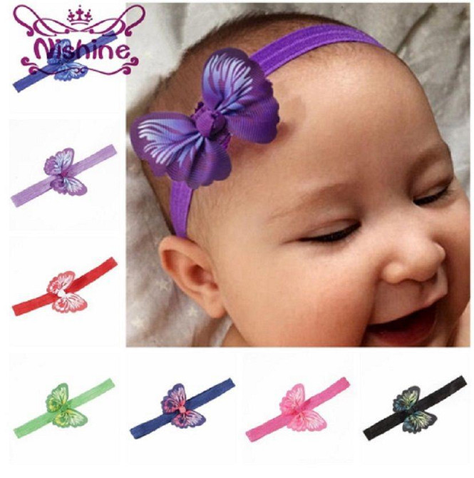 Дитяча пов'язка синього кольору - метелик 8*5см, окружність 34-50см Київ - фото 2