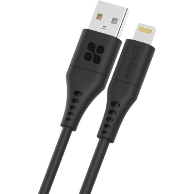 Дата кабель USB 2.0 AM to Lightning 1.2m 2.4A PowerLink-Ai120 black Promate (powerlink-ai120.black) Вінниця - фото 1