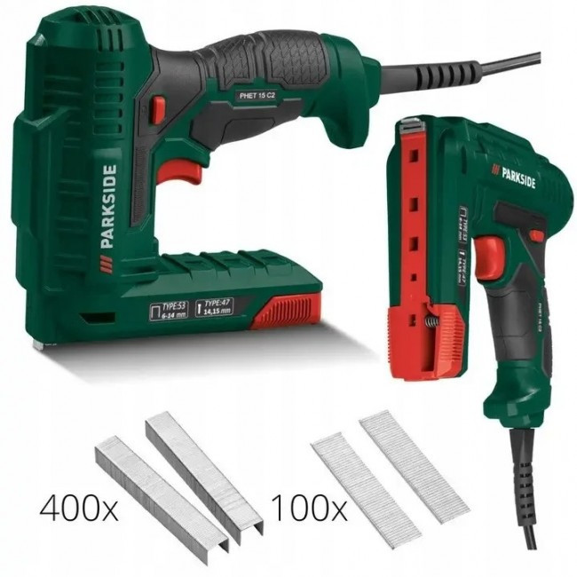 Электрический Степлер сетевой ручной со скобами и гвоздями Parkside (РНЕТ 15 С2) Нововолынск - изображение 1