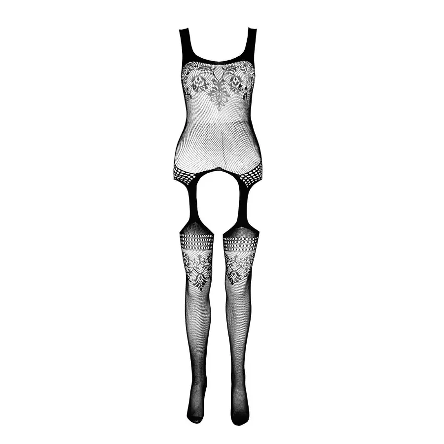 Бодістокінг Passion ECO BS008 red, з доступом, флористичний декор, імітація підв’язок Львов - изображение 3