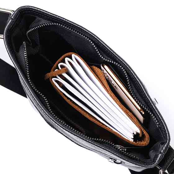 Кожаная стильная мужская сумка через плечо SHVIGEL 11604 Черный Киев