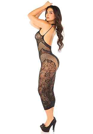 Платье Leg Avenue Rhinestone Lace and Net Bodycon Dress One Size, Black Sex Aura Киев