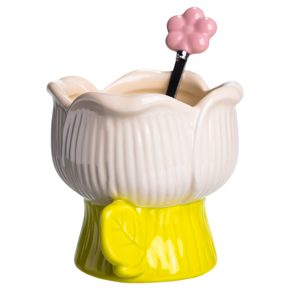 Креманка порцелянова з ложкою у формі квітки 300 (мл) креманка для десертів,морозива та желе Жовтий FM-42BE SBR Київ - фото 3