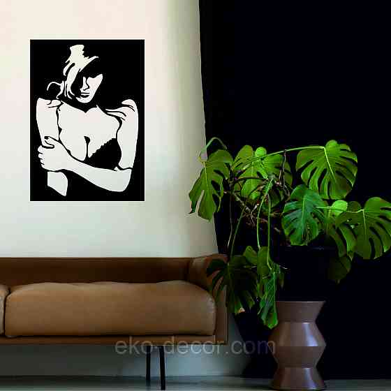 Декоративное настенное Панно «Силуэт женщины», Декор на стену 110*77 см, Черный Киев