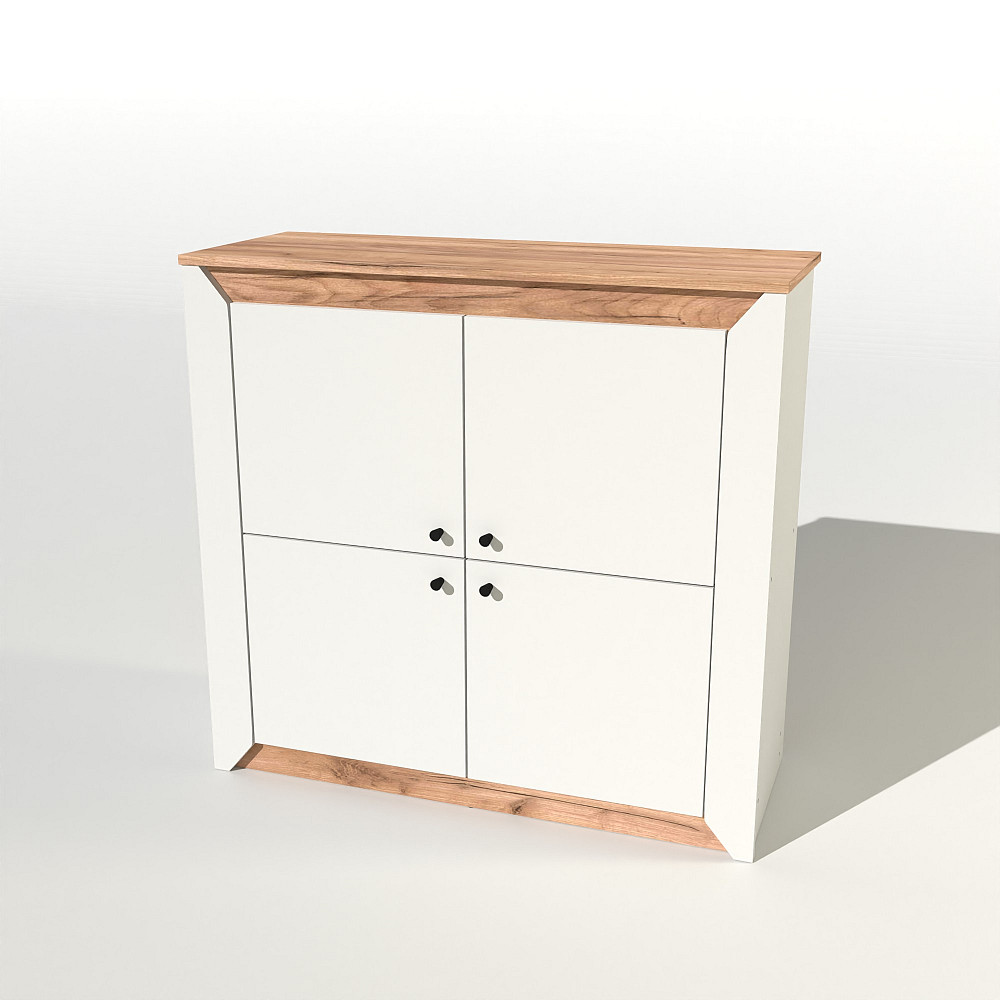 Тумба 4-х дверная закритая Эверест Нордик-980 98х38х92 см Белый + Дуб крафт золотой (DTM-5527) Львов - изображение 1