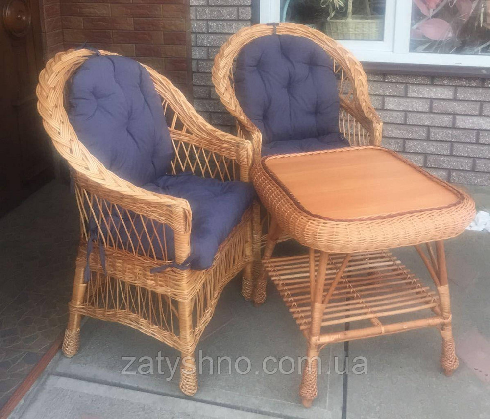 Меблі із лози з накидками | комплект плетених меблів зі столом меблі плетені з подушками Київ - фото 6