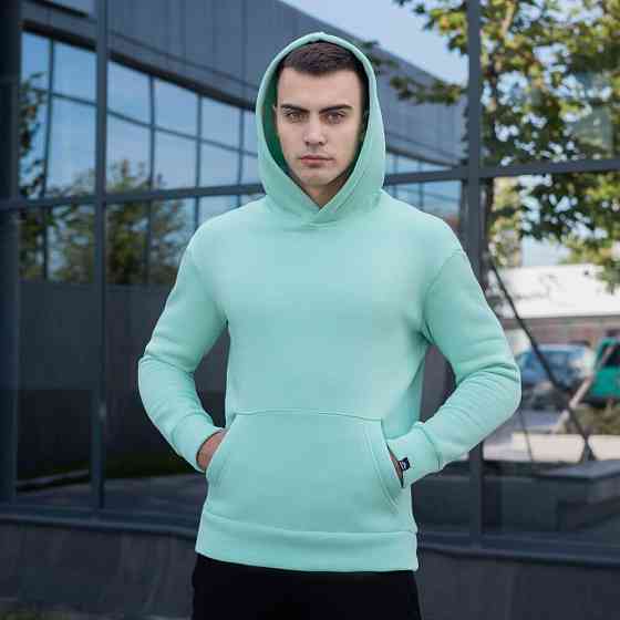 Тепле чоловіче худі на флісі з капюшоном ментолове Pobedov 007 ЗИМА Київ