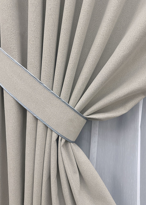 Комплект штор VR-Textil 100% блэкаут ASHEN NIGHT 200х270 2шт и Тюль 500х270 1842ш-1153т пепельный с белым 71-082/6 Киев - изображение 4