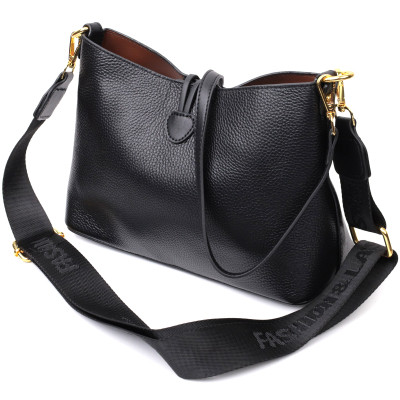 Сумка Vintage Жіноча із застібкою ґудзиком з натуральної шкіри Чорна (22319) Вінниця - фото 6