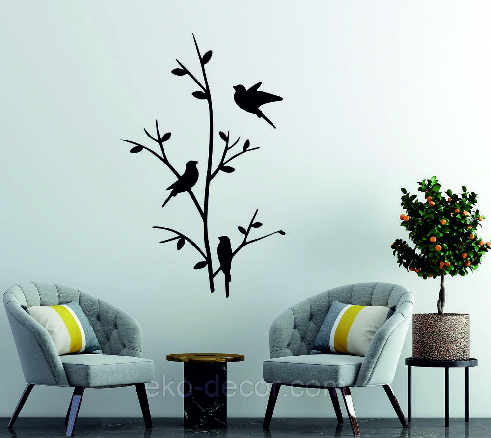 Декоративное настенное Панно «Птички», Декор на стену 110*68 см, Черный Киев - изображение 2