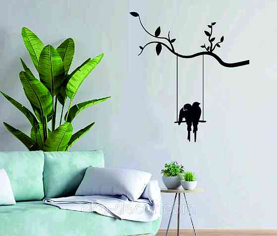 Декоративное настенное Панно «Птички на качеле», Декор на стену 90*82 см, Черный Киев