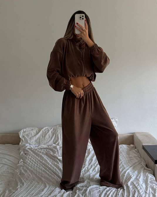 Жіночий теплий оверсайз костюм-двійка: кофта та штани турецький поліс фліс Моко Одеса - фото 1