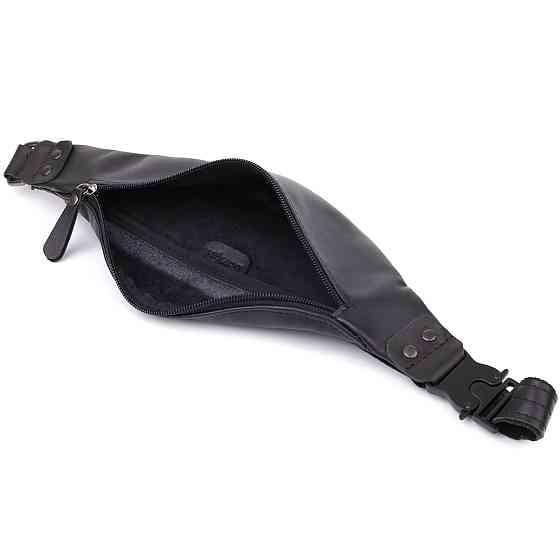 Сумка бананка для мужчин из гладкой натуральной кожи Shvigel 23134 Черный Киев