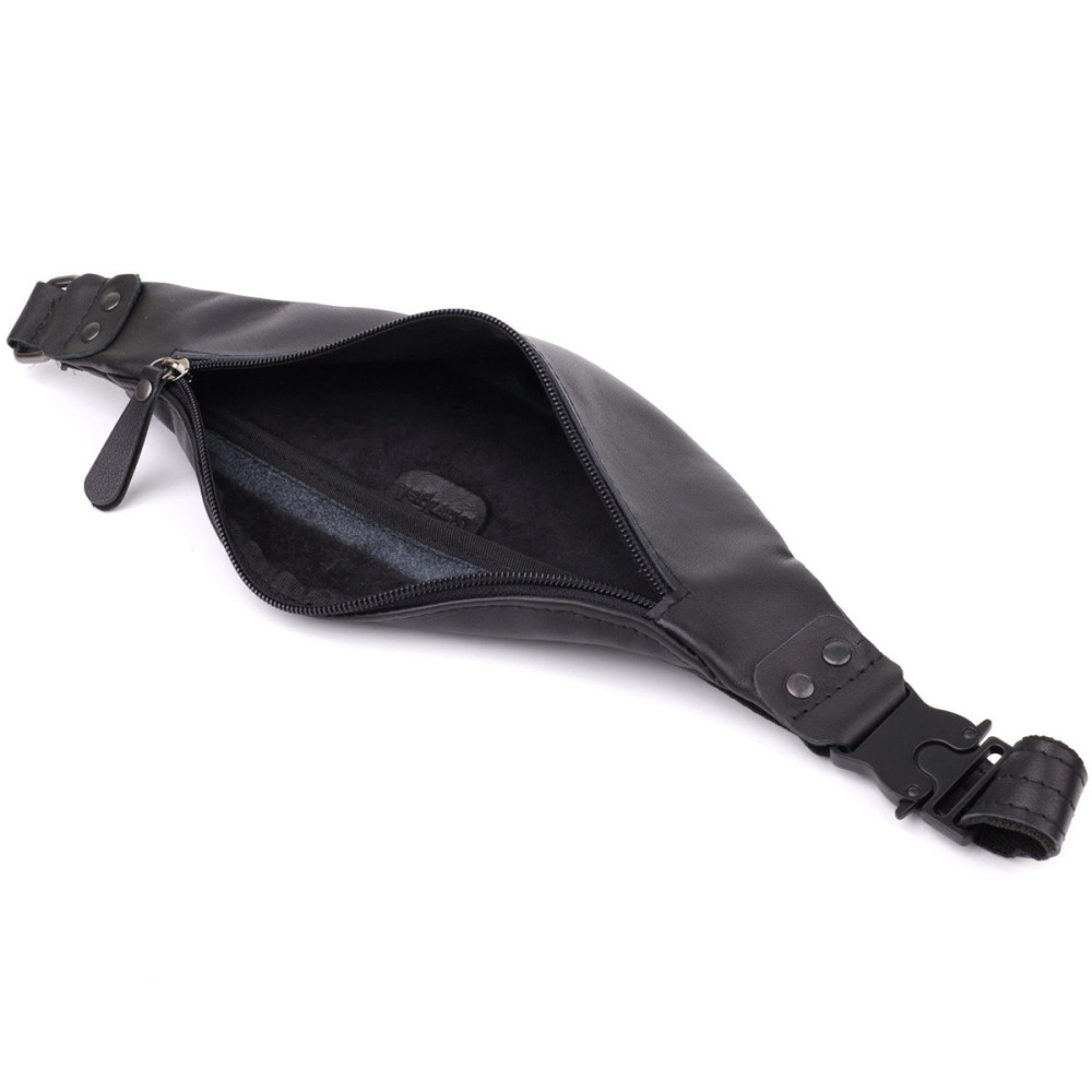 Сумка бананка для чоловіків з гладкої натуральної шкіри Shvigel 23134 Чорний Київ - фото 5