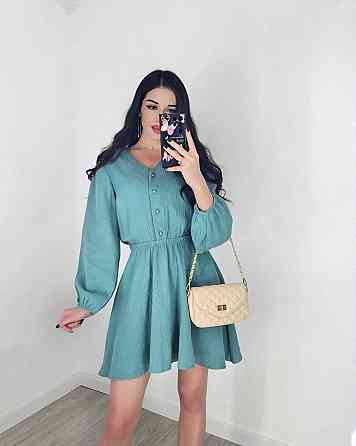 Женское легкое мини платье из натуральной ткани муслин Фисташковый, 48/52 Одесса