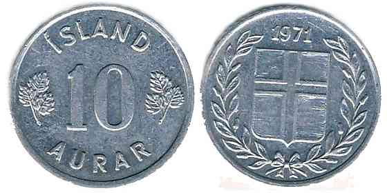 10 эйре (аурар) 1971 Исландия. (АЛ) Полтава