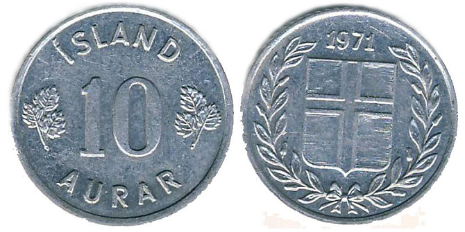 10 эйре (аурар) 1971 Исландия. (АЛ) Полтава - изображение 1