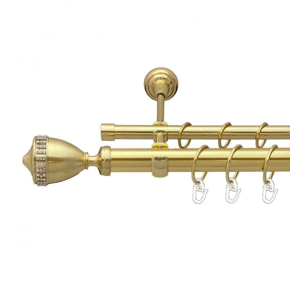 Карниз Orvit Етернія металевий дворядний відкритий гладка труба кільце металеве Золото 25\16 мм 300 см (00-00012737) Львів - фото 1