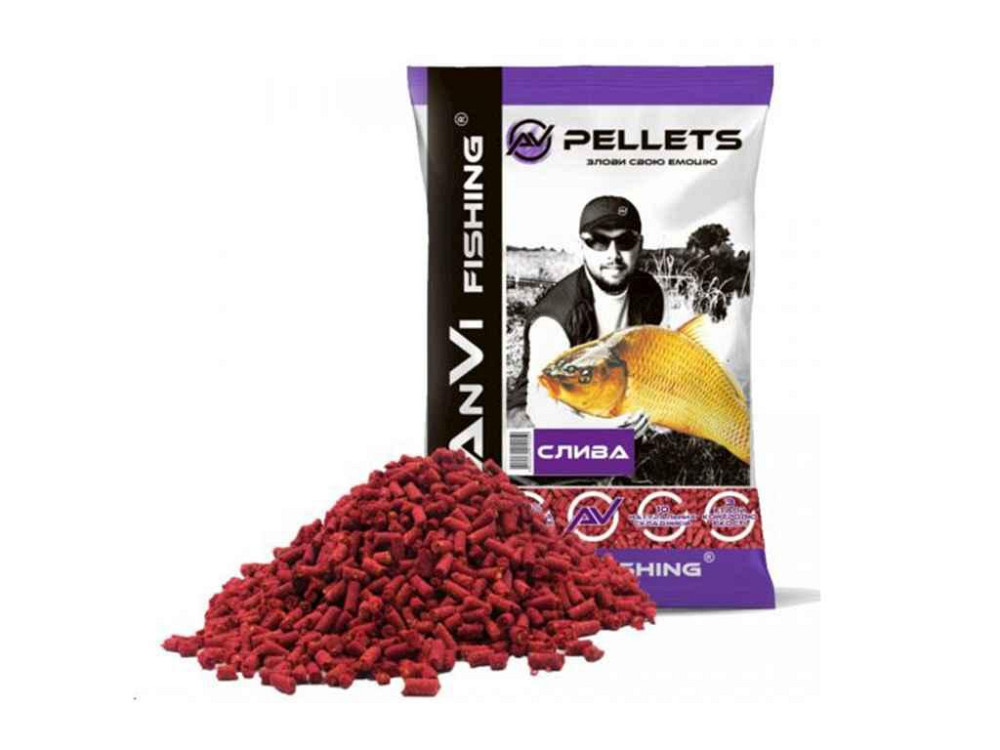Принада в гранулах Pellets СЛИВА 5мм. 1 кг. ТМ ANVI-FISHING Київ - фото 1