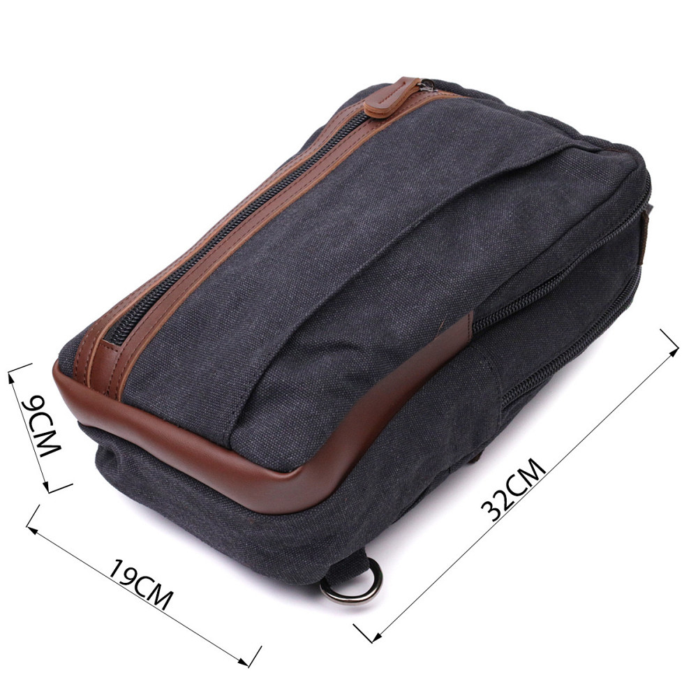 Оригінальна чоловіча сумка через плече із щільного текстилю Vintage 22192 Чорний Київ - фото 9