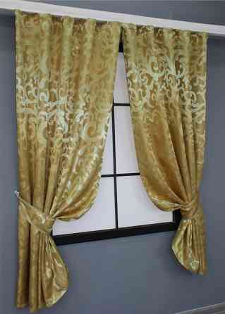 Комплект коротких штор VR-Textil жакард Вензель № 091ш 130х170 см 2 шт Золотистий (35-0050) Київ