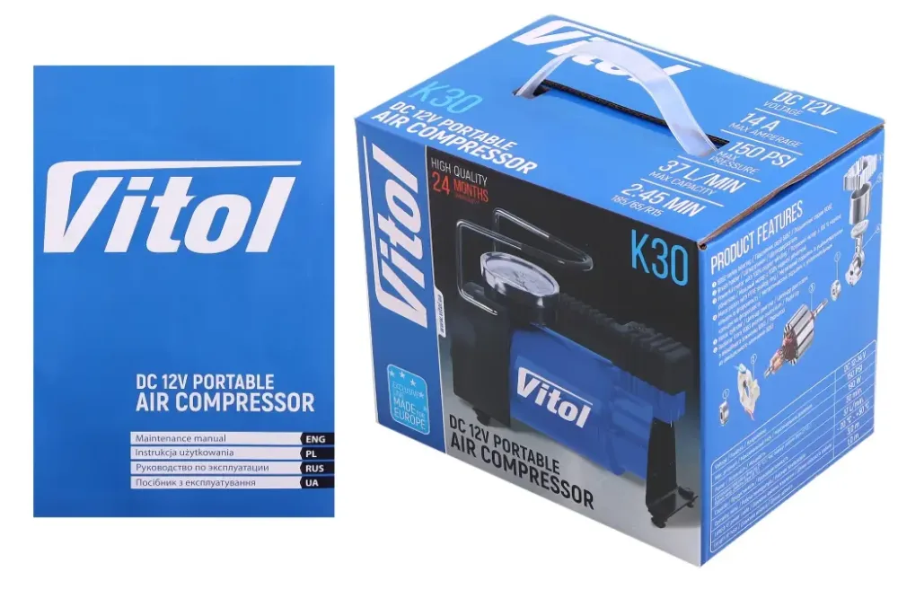Компресор 190Вт/150psi/37л Vitol в прикур. Вінниця - фото 4