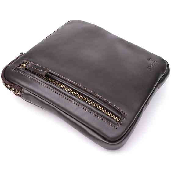 Элегантная мужская сумка из гладкой натуральной кожи Shvigel 23150 Коричневый Киев