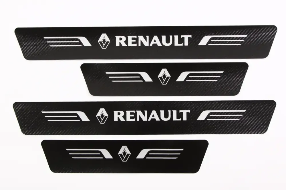 Наклейка на пороги Renault черный карбон Автограф (4 шт.) Винница - изображение 1